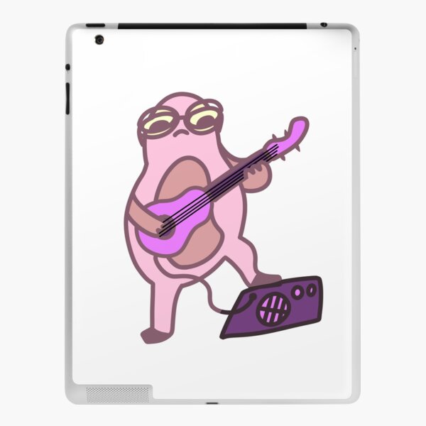 Kawaii frog with glasses playing guitar iPad Skin