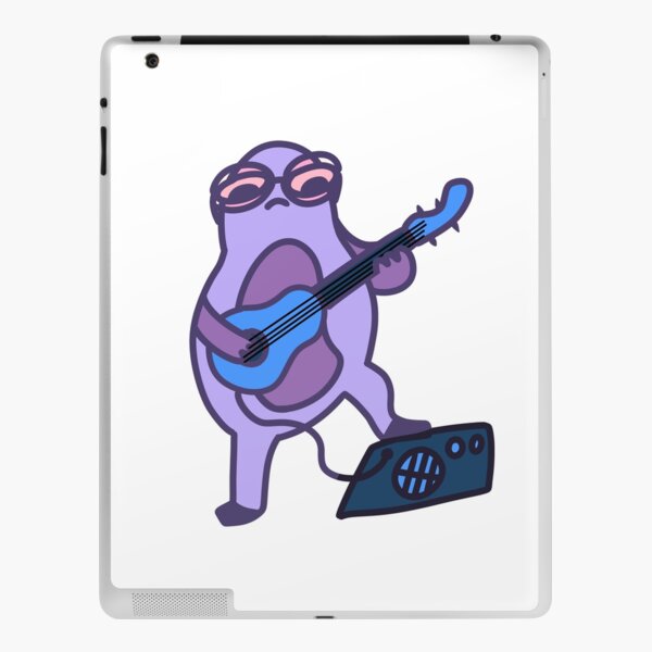 Kawaii frog with glasses playing guitar iPad Skin