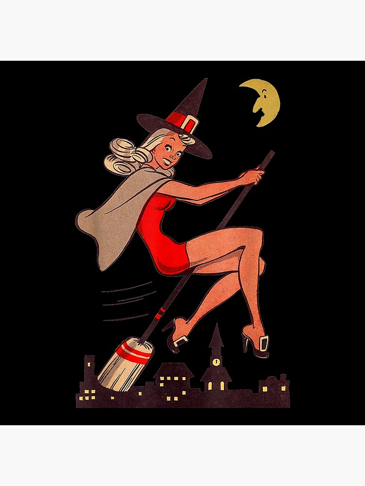 Vintage Pin Up Witch Halloween Pinup Girl Witches Poster For Sale By