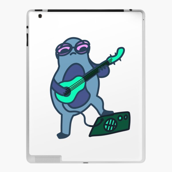 Kawaii frog with glasses playing guitar iPad Skin