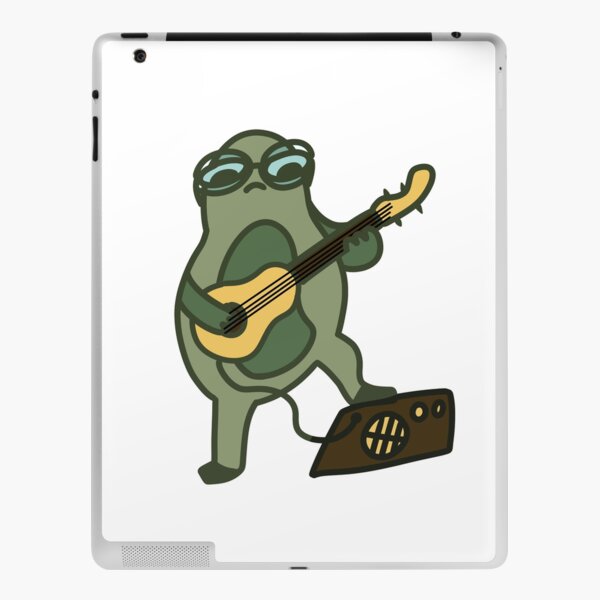 Kawaii frog with glasses playing guitar iPad Skin