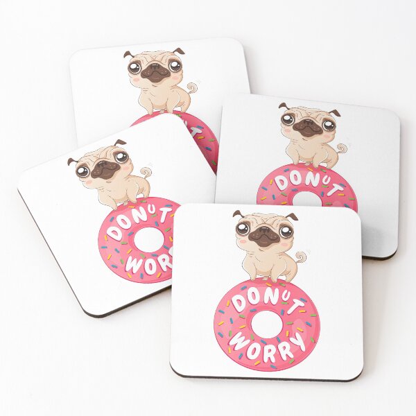 Item preview, Donut Worry Be Happy With Cute Pug, Donut Worry, Kawaii Pug, Donut, Worry designed and sold by graphic-genie.
