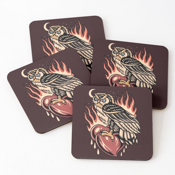 Item preview, Vintage Owl and Flaming Heart designed and sold by SLAG-Creative.