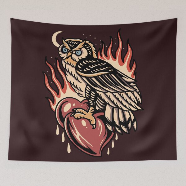 Item preview, Vintage Owl and Flaming Heart designed and sold by SLAG-Creative.