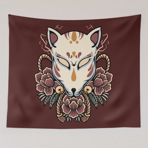 Item preview, Vintage Kitsune Fox Mask with Roses designed and sold by SLAG-Creative.