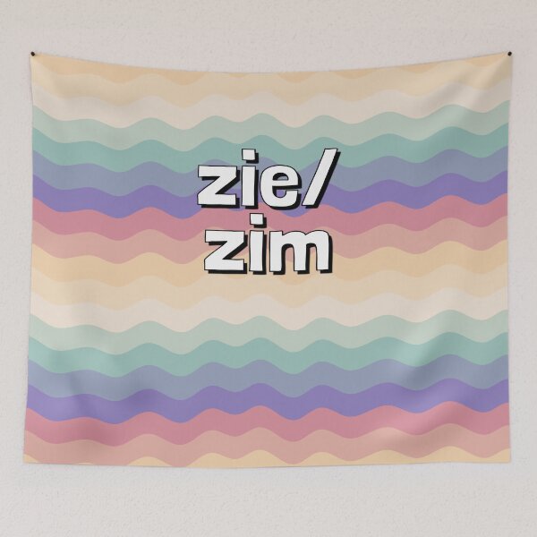 Item preview, Zie Zim Pronouns Multicoloured Pastel Waves designed and sold by cashewdays.