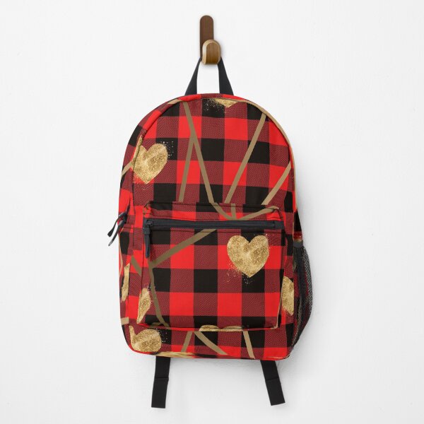 Item preview, Gold Hearts & Geometric Frame in Red Buffalo Plaid designed and sold by Tamas Das.