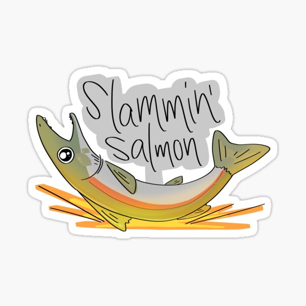 Vista previa del artículo con la obra «salmón slammin», diseñado y vendido por ssoupforbrainss !.