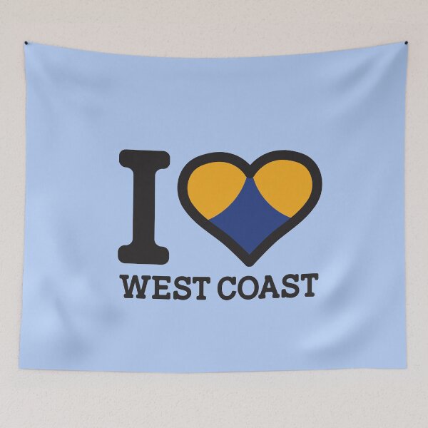 Artikelvorschau, „I love West Coast“ AFL & AFLW inspirierte Kleidung, Merchandise, T-Shirts, Leggings, Rock, Maske, Schürze, Öko-Tasche entworfen und verkauft von Ink Inc.