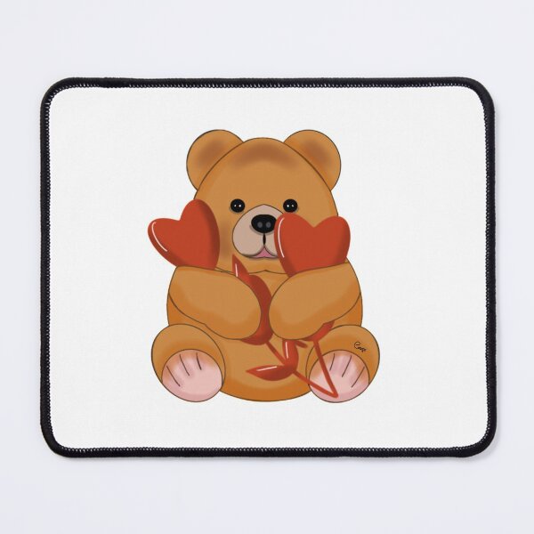 Item preview, Valentines Brown Bear with Red Heart Flowers Book Character designed and sold by Artistestella.