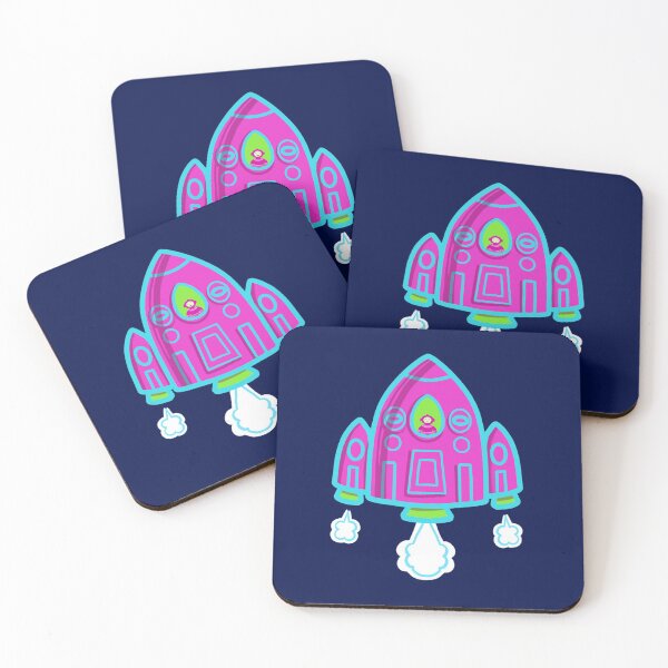 Item preview,  pink spaceship sticker,  astronaut Sticker, Water bottle, Laptop, Cars, Notebook, Phones, pattern designed and sold by juartshop.