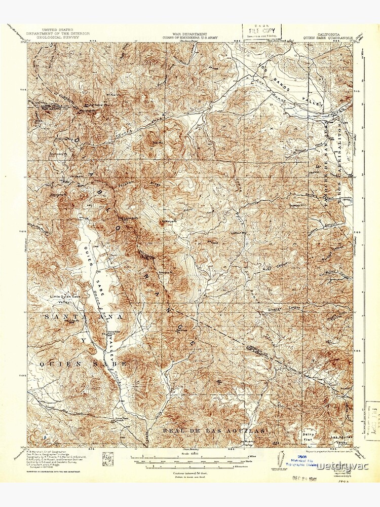 Disover USGS TOPO Map California CA Quien Sabe 298703 1922 62500 geo Premium Matte Vertical Poster