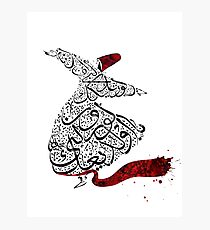 Rumi Calligraphy Red Photographic Print