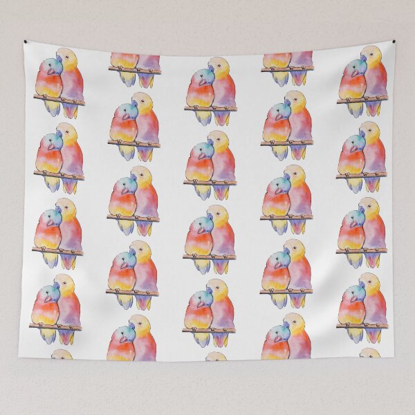 Item preview, Watercolor - Colorfull lovebirds  designed and sold by Karolien Kenis.