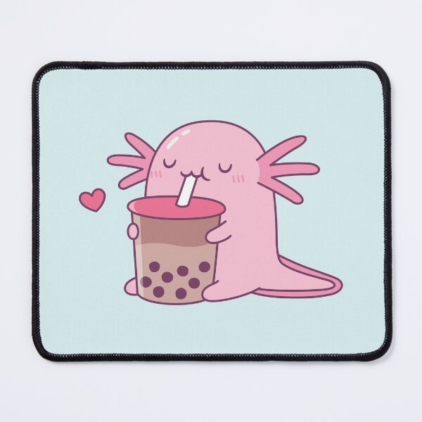 Item preview, Chubby Axolotl Enjoys Bubble Tea designed and sold by rustydoodle.