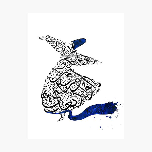 Rumi Calligraphy Blue Photographic Print