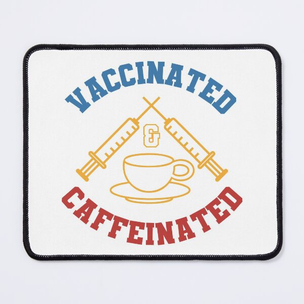 Item preview, Vaccinated And Caffeinated Badge designed and sold by anghelapparel.