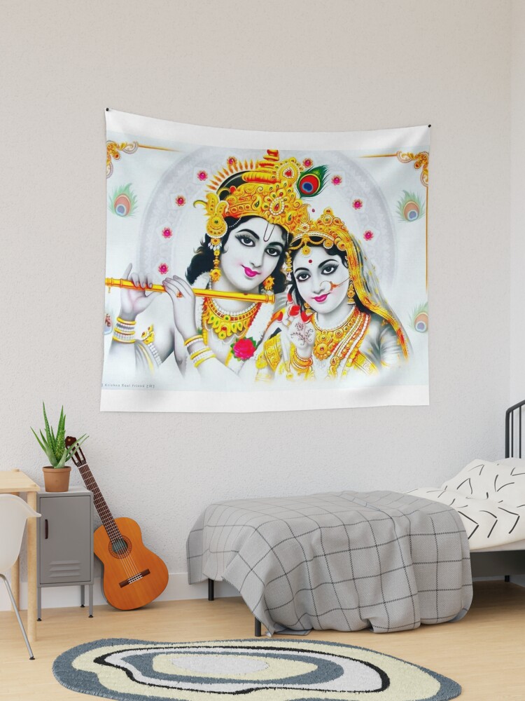 Indian Wall Hanging Mandala Tapestry Lord hare Krishna Poster