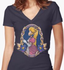 Stained-Glass Peach Women's Fitted V-Neck T-Shirt