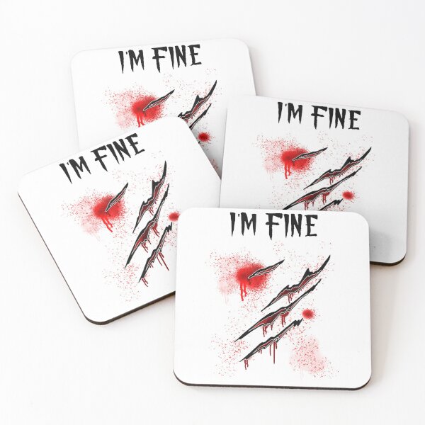 Item preview, Funny I'm Fine Bloody Halloween Zombie Humor Blood Cuts & wounds designed and sold by DavidWGreg.