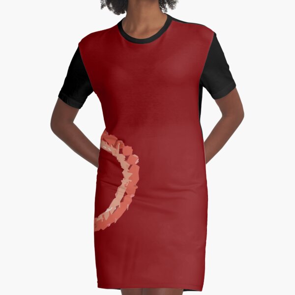 Maroon Necklace Design Graphic T-Shirt Dress