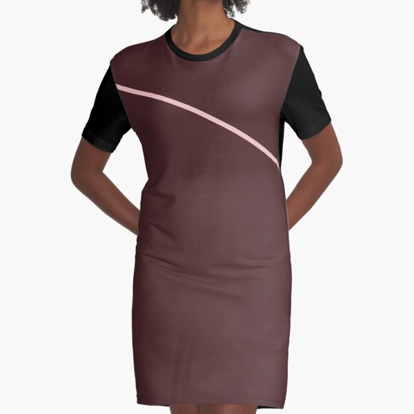 Brown Pink Stripe Design Graphic T-Shirt Dress