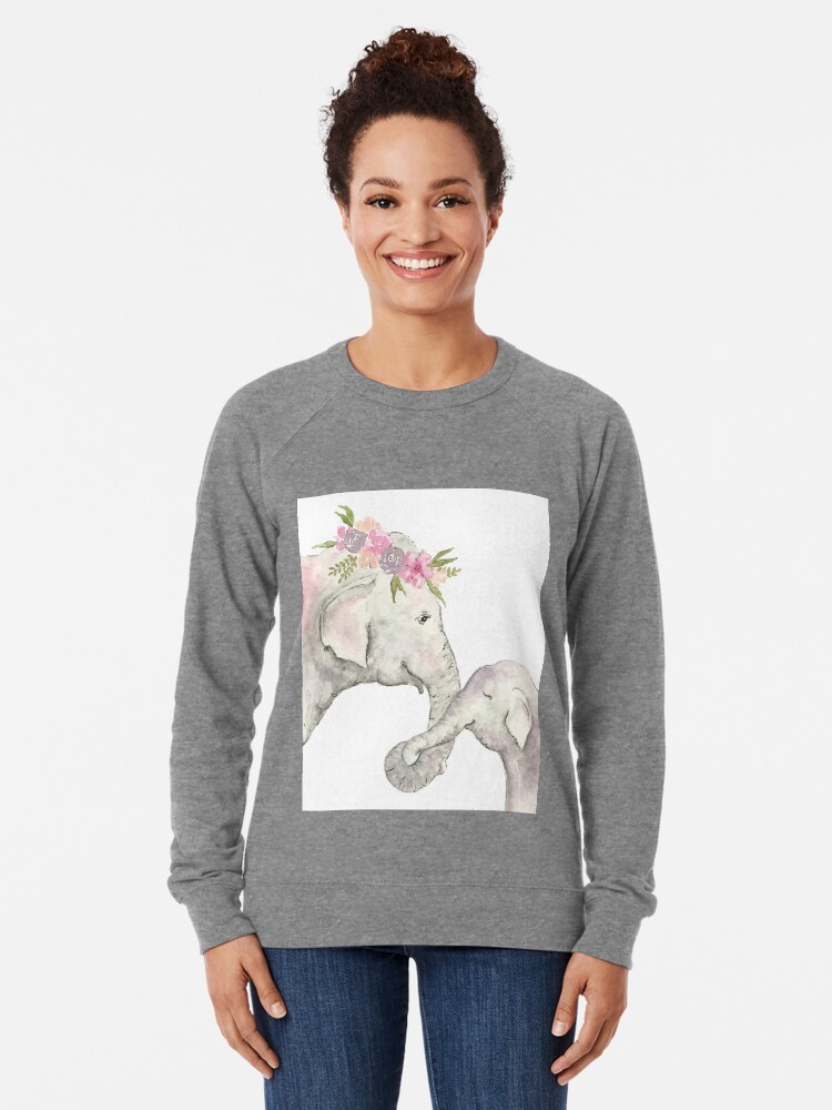 Vista alternativa de Sudadera ligera Elefante madre y bebé acuarela