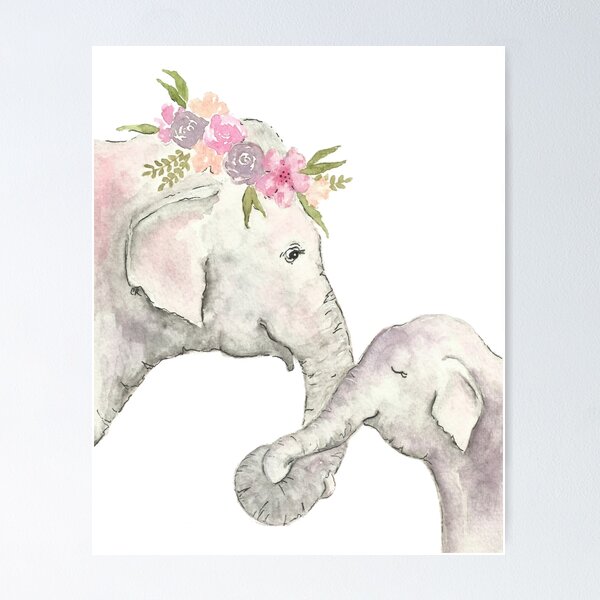 Elephant Baby and Mother_ - High quality Poster - Photowall