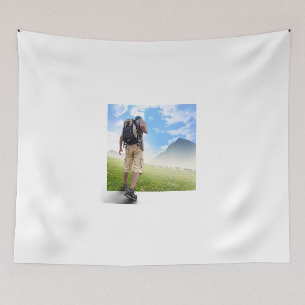 Item preview, experienced tourist and a beautiful landscape as a backdrop designed and sold by Sergieiev.