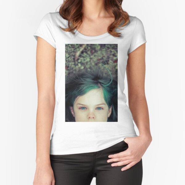 Green Haired Girl Fitted Scoop T-Shirt