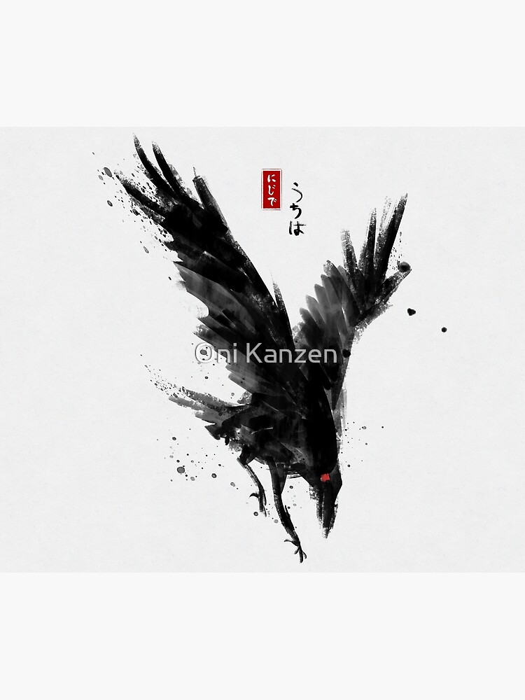 Red-eyed crow Sumi e