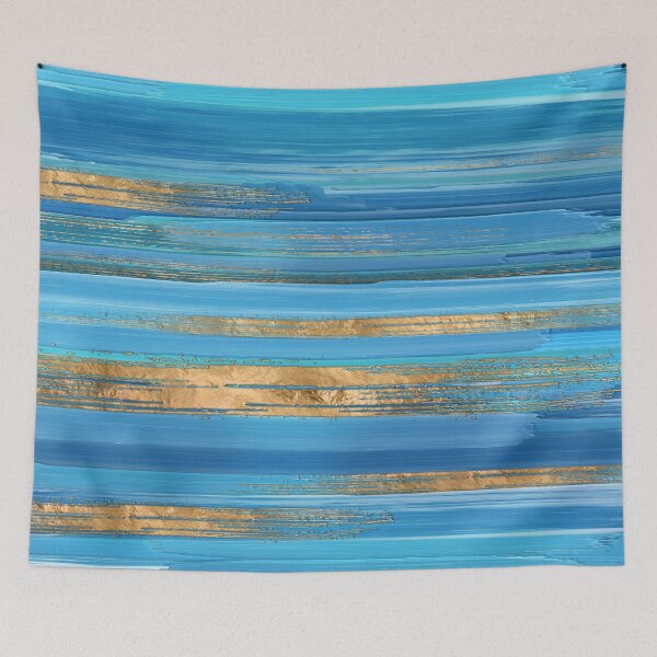 Item preview, Blue and Gold lines Abstract N2 designed and sold by k9printart.