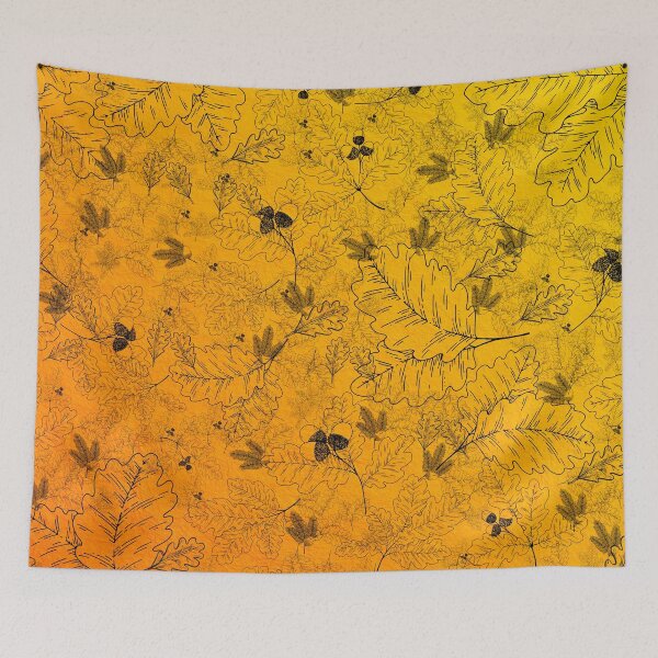Item preview, Autumn fall orange hue oak pine leaves acorn  designed and sold by TheSeasonalYard.