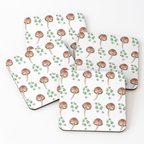 Item preview, Mushroom and Plant Leaves Nature Repeating Pattern designed and sold by chloeinca.