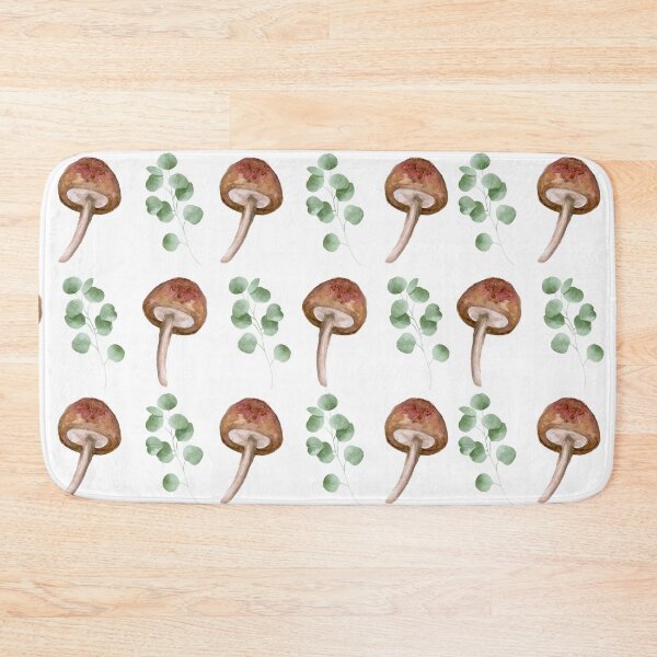 Item preview, Mushroom and Plant Leaves Nature Repeating Pattern designed and sold by chloeinca.