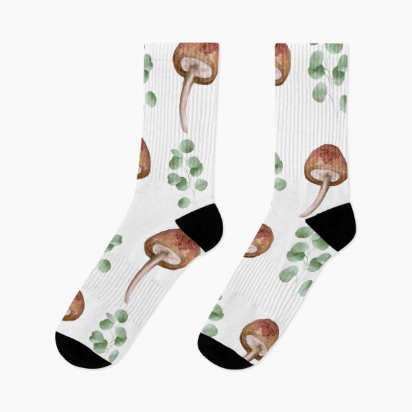 Item preview, Mushroom and Plant Leaves Nature Repeating Pattern designed and sold by chloeinca.
