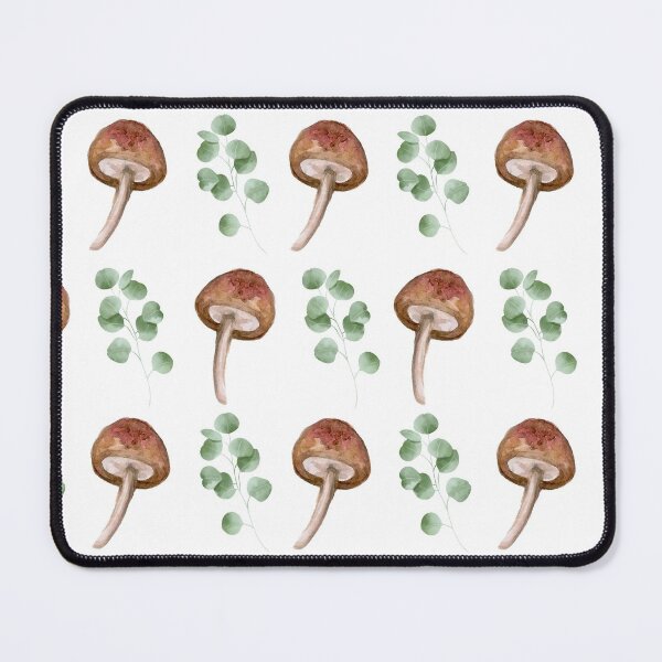 Item preview, Mushroom and Plant Leaves Nature Repeating Pattern designed and sold by chloeinca.