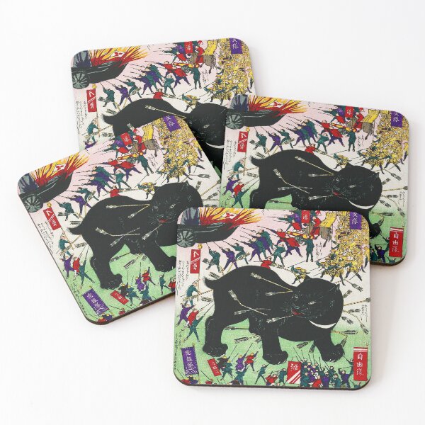 Item preview, Classical Japanese Art: Tiny humans attacking a Giant Cat designed and sold by Naturalist Prints.