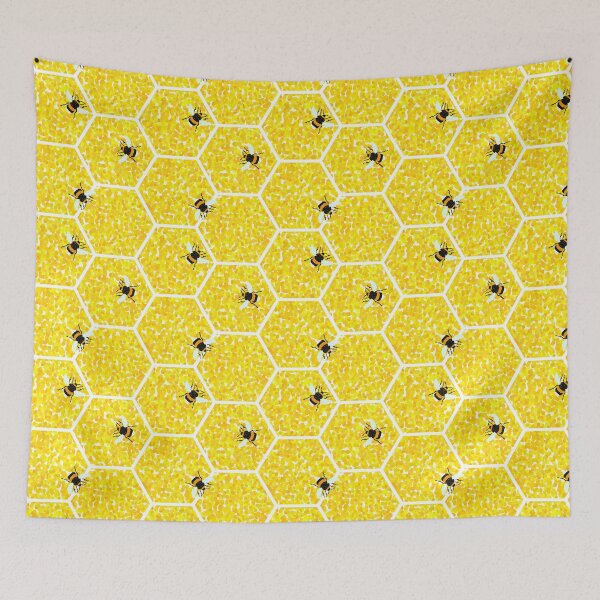 Item preview, Pointillist Honeycomb with Bumblebees designed and sold by The Wellington Boot.