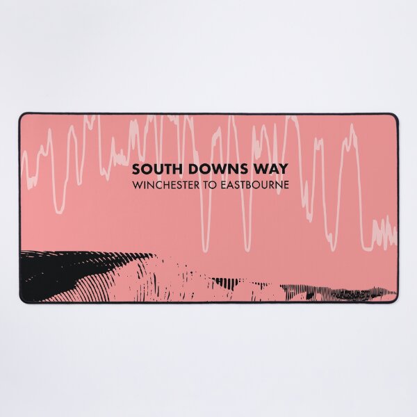 The South Downs Way Elevation Art - Pink Desk Mat