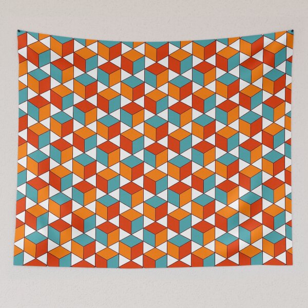 Item preview, Retro Inspired 3D Cube Pattern designed and sold by bubblyshades.