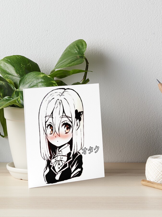 an anime girl shy cute beautiful simple Photographic Print for Sale by  NeveedahJafri