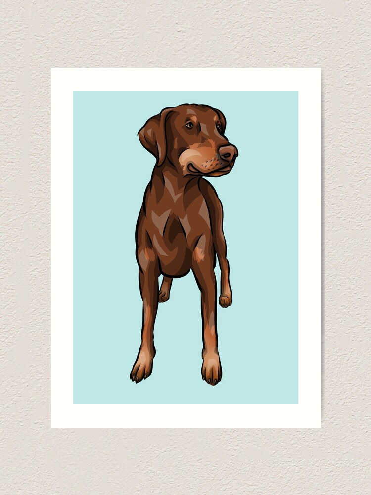 Chocolate | Doberman | Ear | Cute Cartoon Dog Art" Art Print for by shirinsart | Redbubble