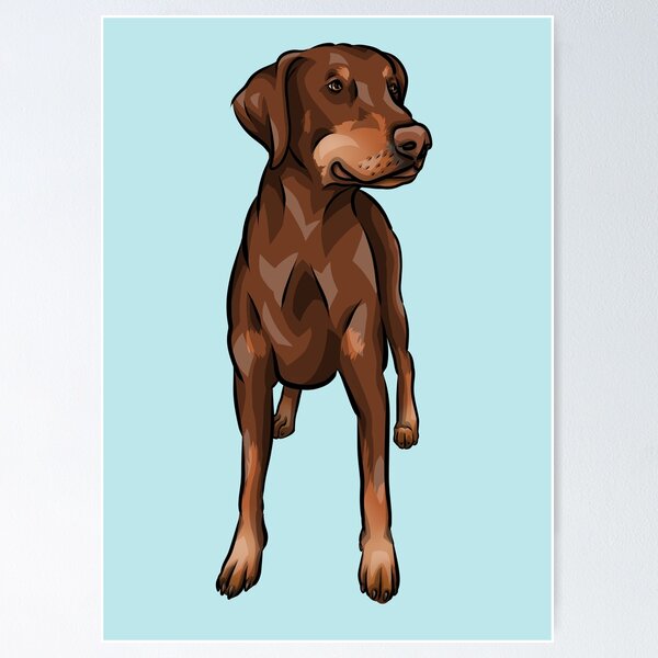 Doberman, Cute Cartoon Dog Art Poster for Sale by shirinsart