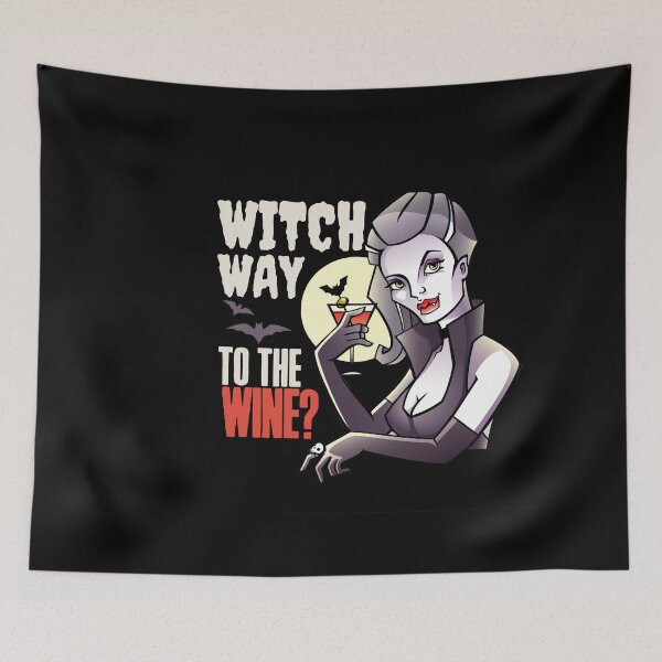 Item preview,  Witch way to the wine? Funny Halloween wine drinking witch design. designed and sold by HROC.