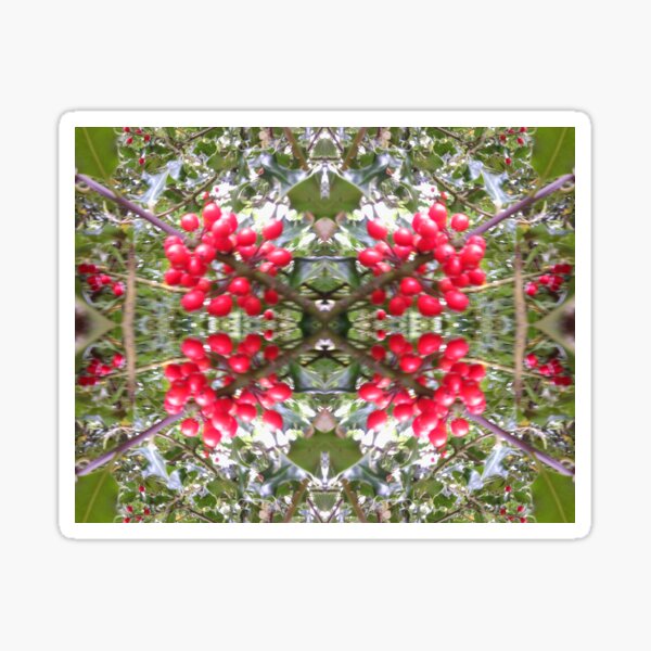 Holly Berry Photo Fractal 803 Sticker