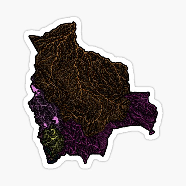 Bolivia River Basin Map In Rainbow Colours With Black Background   St,small,507x507 Pad,600x600,f8f8f8 