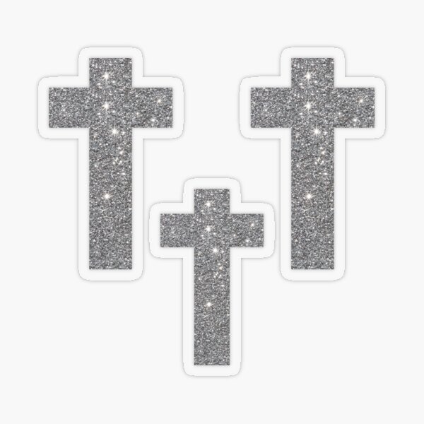 Silver Glitter Cross Stickers