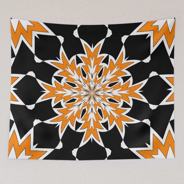 Item preview, Bizarre Geometric Orange Black and White Kaleidoscope designed and sold by taiche.