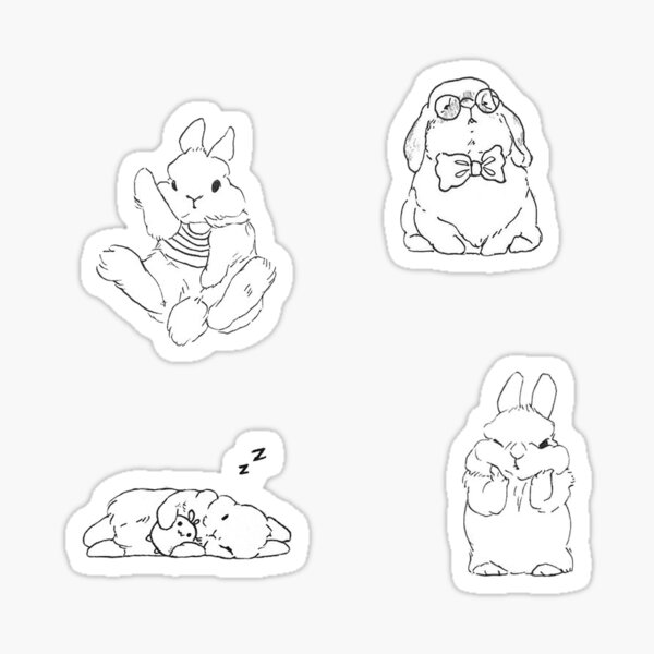 Cute Bunnies Sticker Pack Sticker For Sale By Salemfoxy Redbubble 